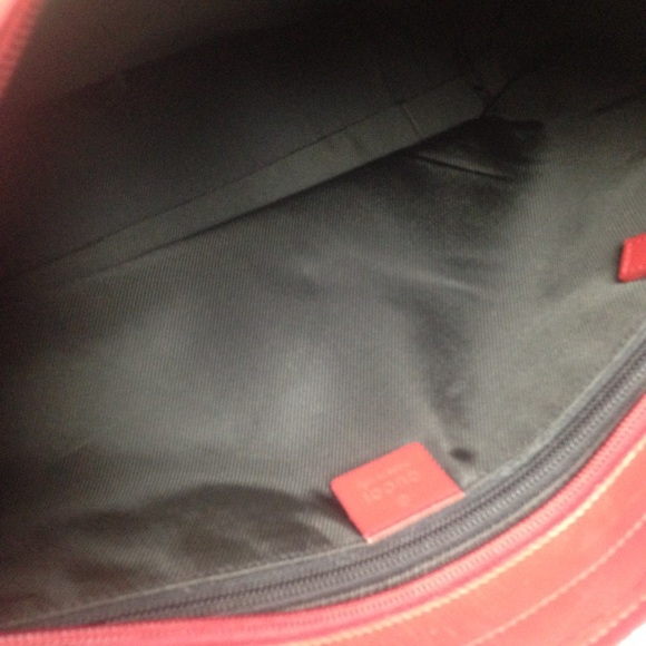 Vintage Gucci Black Mono Red Floral Tote Handbag - Picture 13 of 15